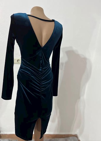 Klasik Lacivert Uzun Kollu Ofis Elbisesi - Görsel 2