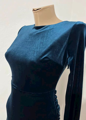 Klasik Lacivert Uzun Kollu Ofis Elbisesi - Görsel 4