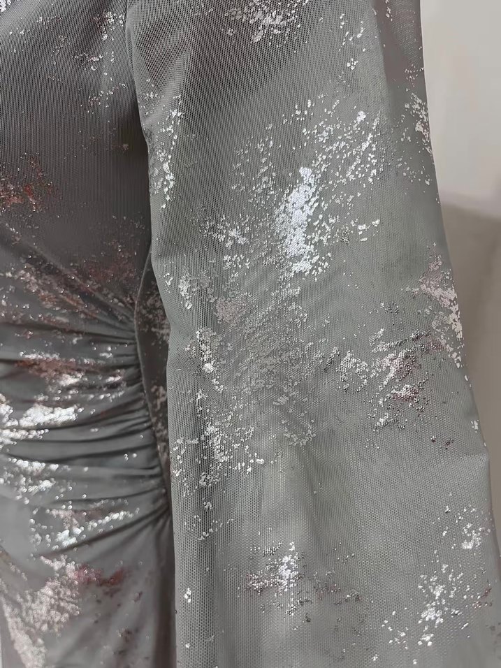 Gri Uzun Drapeli Abiye Elbise - Görsel 3