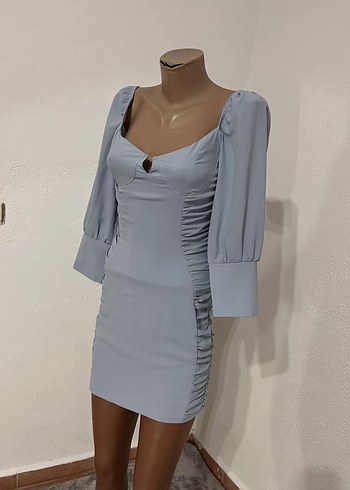 Gri V Yaka Kadın Elbise - Görsel 2