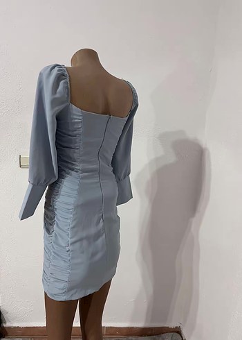 Gri V Yaka Kadın Elbise - Görsel 3