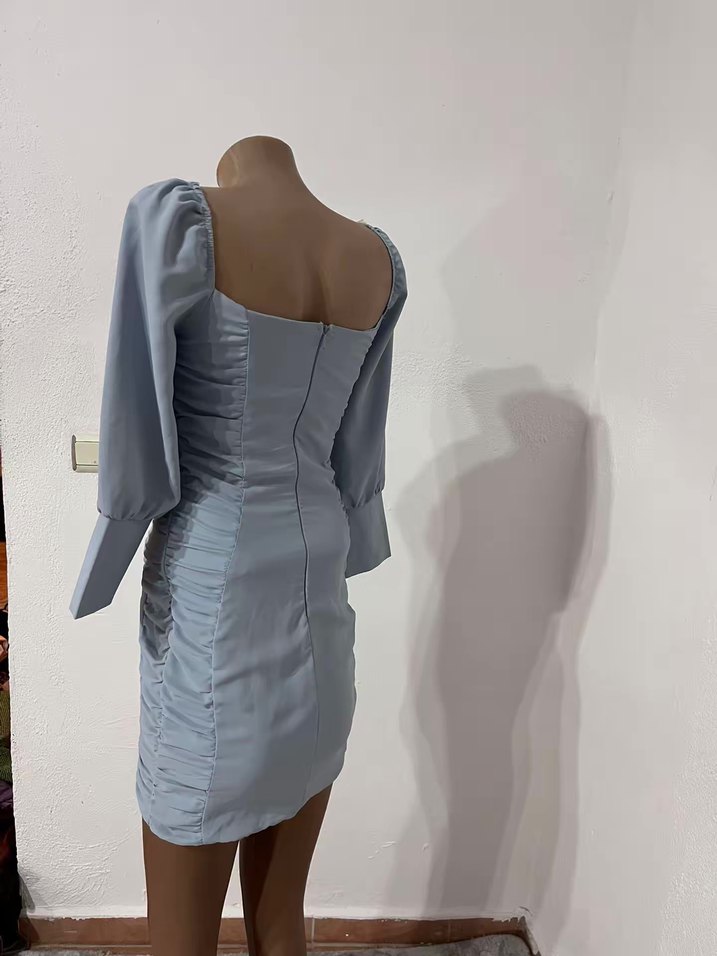 Gri V Yaka Kadın Elbise - Görsel 3