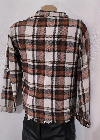 Düğmeli, Kareli, Uzun Kollu Kadın Gömlek - Görsel 3