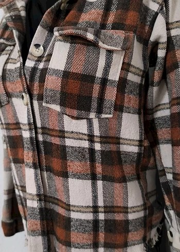 Düğmeli, Kareli, Uzun Kollu Kadın Gömlek - Görsel 2