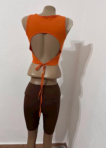 Kahverengi Mini Atlet Crop - Görsel 4