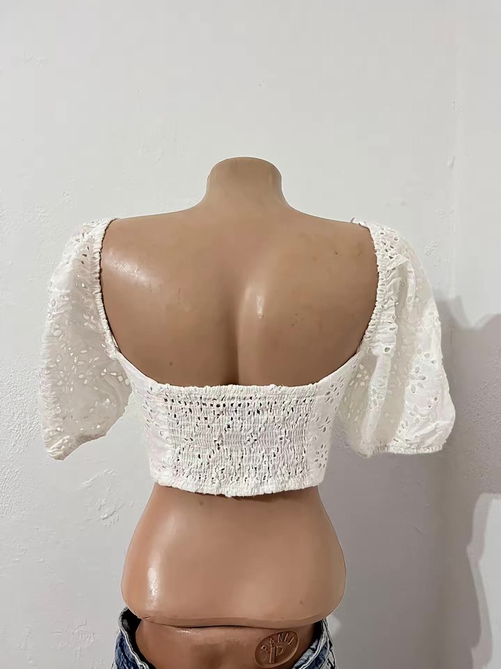 Dantel Detaylı Beyaz Straplez Bluz - Görsel 3