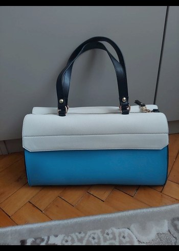 Mavi Beyaz Deri Kadın Çanta - Görsel 3