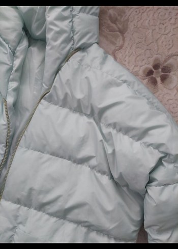 Mint Yeşili Kapüşonlu Kışlık Mont - Görsel 2