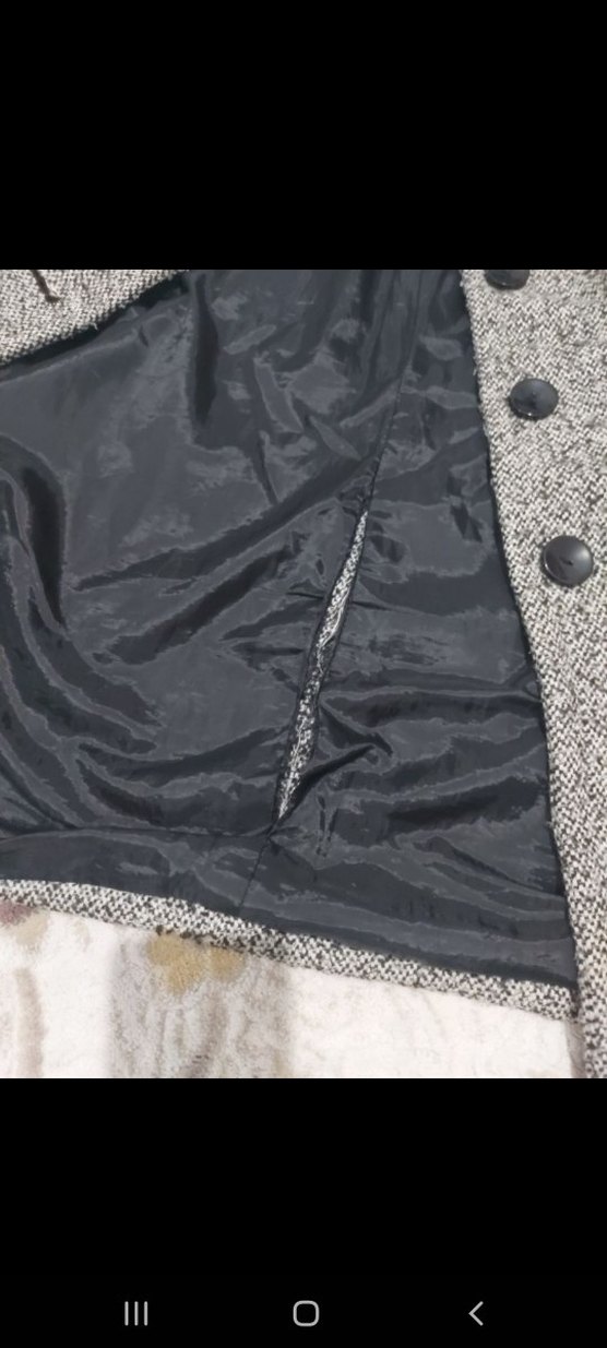 Gri Uzun Düğmeli Kadın Yün Kaban - Görsel 4