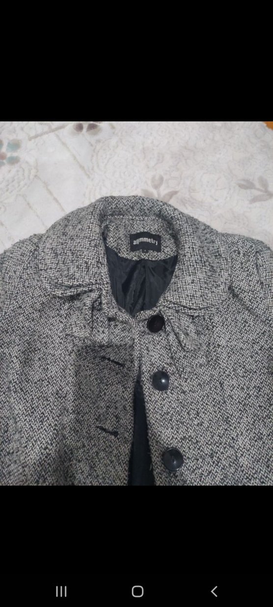 Gri Uzun Düğmeli Kadın Yün Kaban - Görsel 2