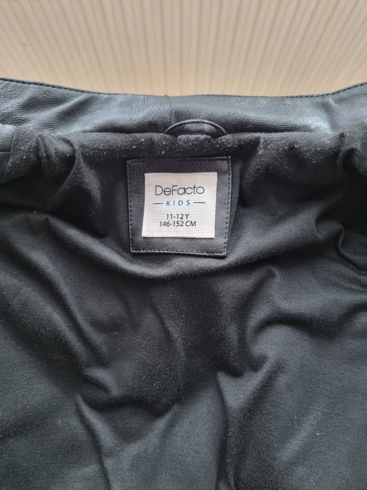 Erkek Çocuk Siyah Deri Ceket mont - Görsel 3