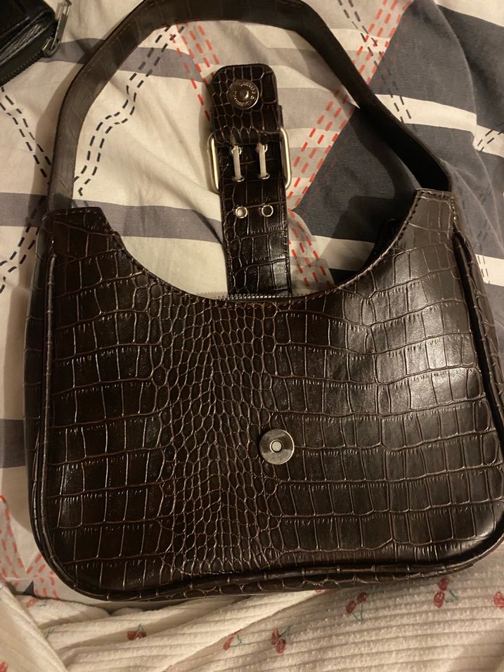 Kahverengi Krokodil Desenli Deri Kadın Çanta - Görsel 2
