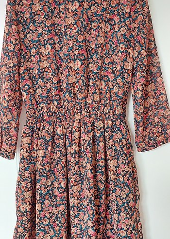 Çiçek Desenli Bohem Uzun Kollu Midi Elbise - Görsel 2