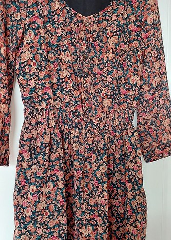 Çiçek Desenli Bohem Uzun Kollu Midi Elbise - Görsel 3