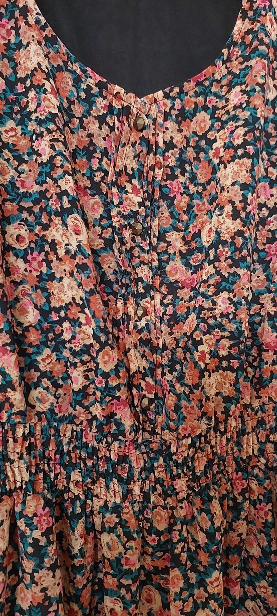 Çiçek Desenli Bohem Uzun Kollu Midi Elbise - Görsel 5