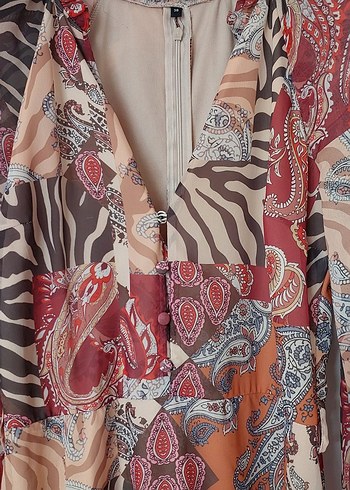 Uzun Kollu, Kuşaksız Bohem Kadın Elbise - Görsel 6