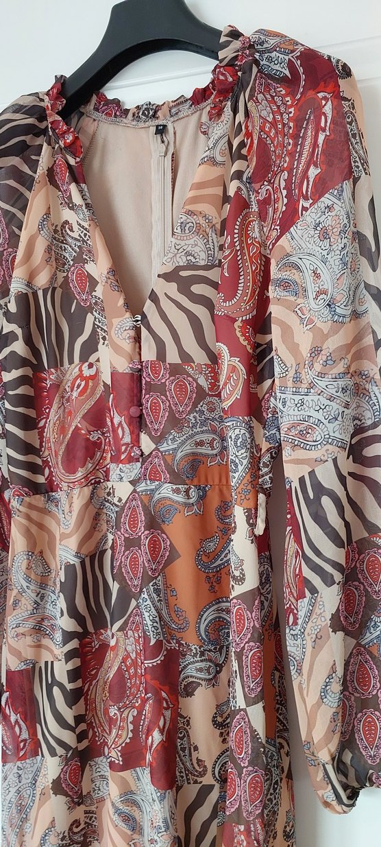 Uzun Kollu, Kuşaksız Bohem Kadın Elbise - Görsel 4