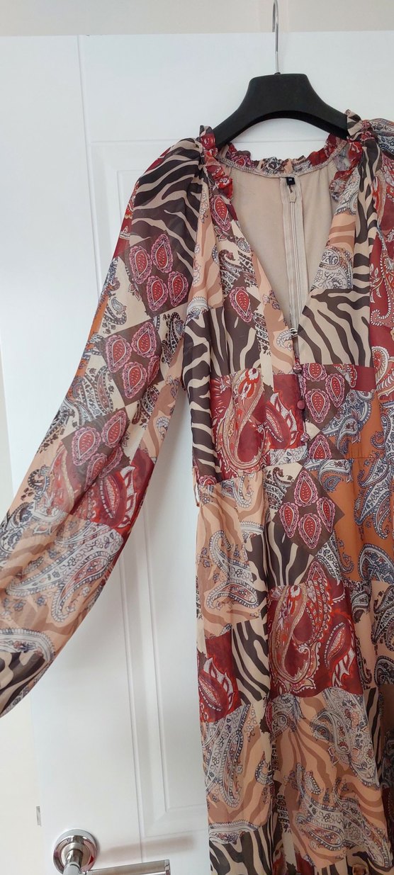 Uzun Kollu, Kuşaksız Bohem Kadın Elbise - Görsel 5