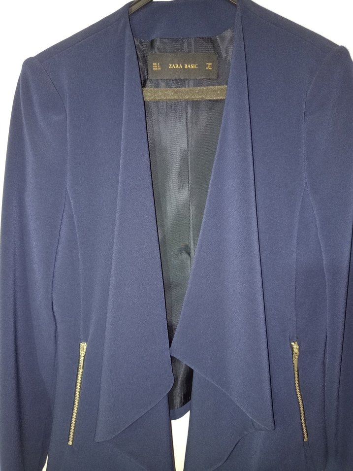 Zara Basic Lacivert Blazer Ceket  Şık ve Zarif  S Beden - Görsel 3