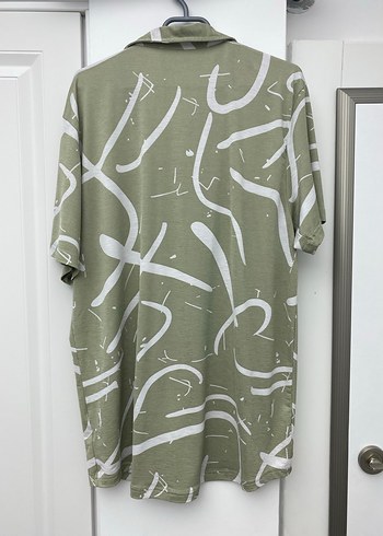 Erkek Haki Kısa Kollu Salaş Gömlek - Görsel 2