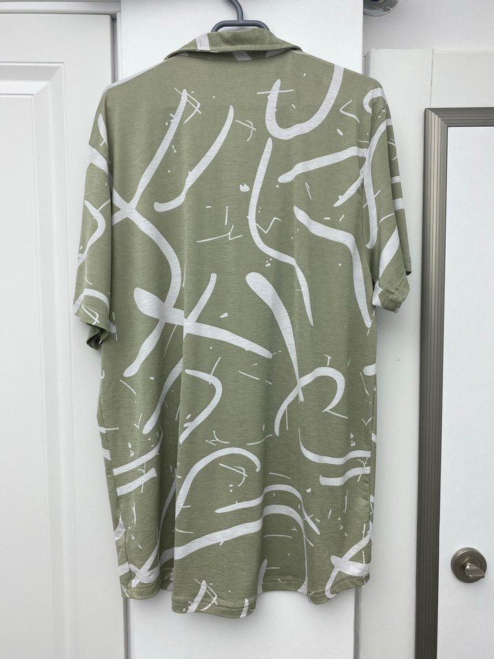 Erkek Haki Kısa Kollu Salaş Gömlek - Görsel 2