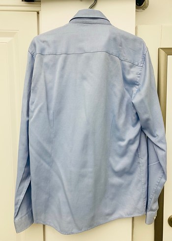 Erkek Mavi Keten Uzun Kollu Gömlek - Görsel 3