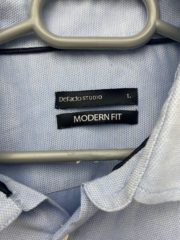 Erkek Mavi Keten Uzun Kollu Gömlek - Görsel 2