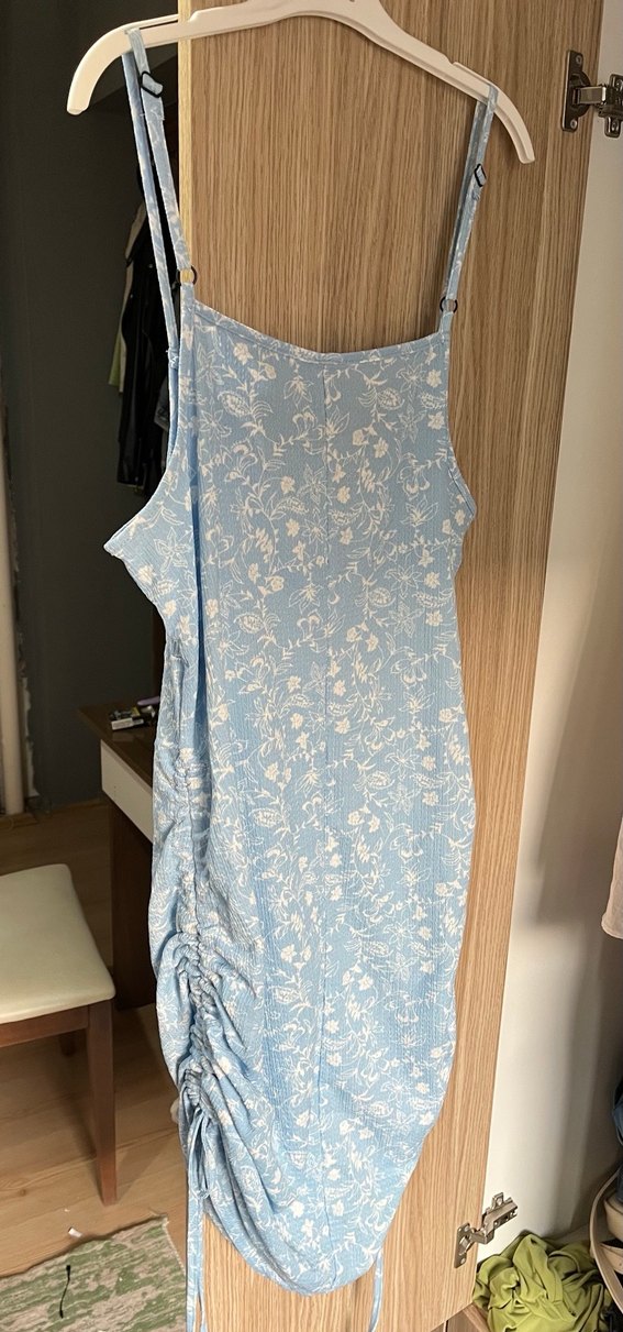 Mavi Drapeli Midi Bohem Elbise - Görsel 2