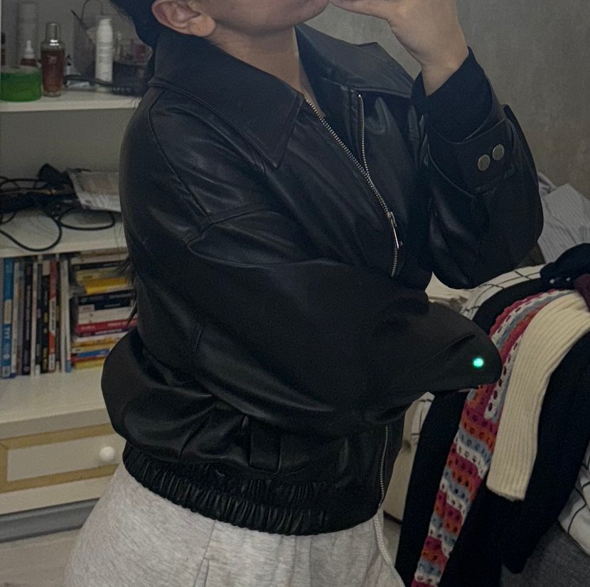 Düğmeli Siyah Deri Kadın Ceket - Görsel 4