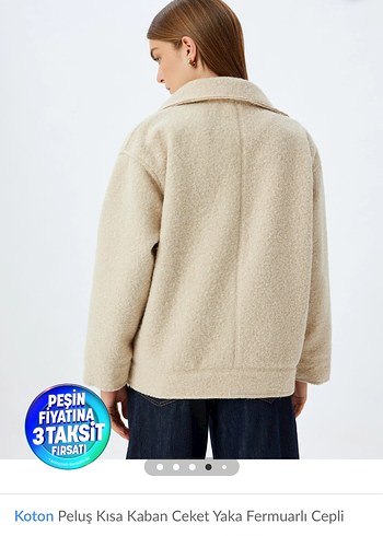 Koton Peluş Kısa Kaban Ceket Yaka Fermuarlı - Görsel 2