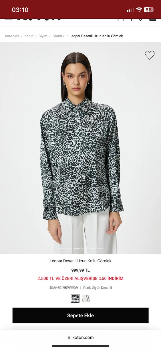 leopar koton saten gömlek - Görsel 3