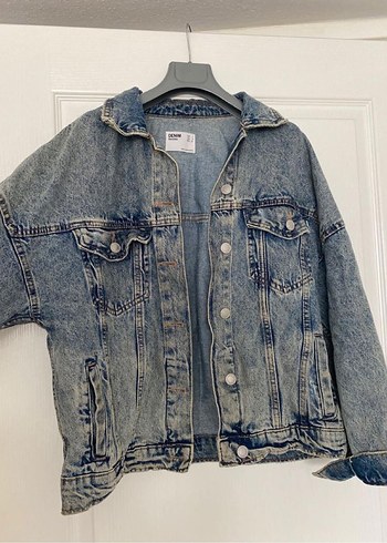 Bershka Oversize Acik Mavi Denim Ceket