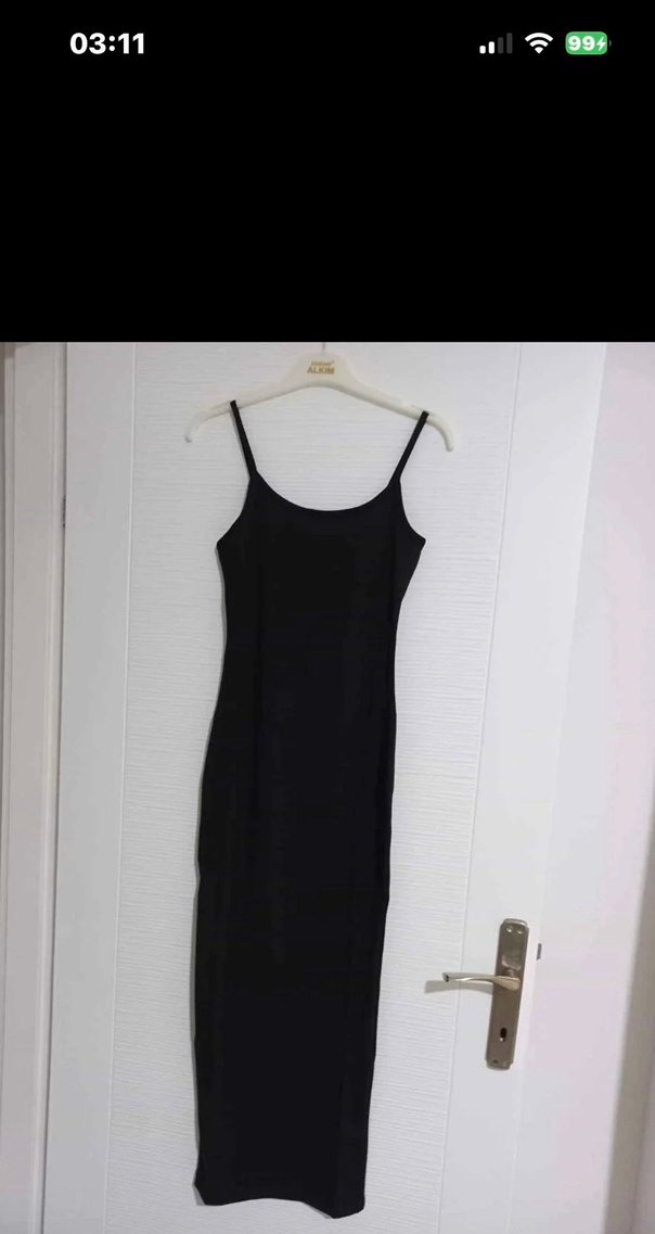 Siyah Midi Kalem Elbise - Görsel 2