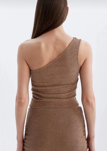 tek omuzlu bürümcük crop esnek - Görsel 2