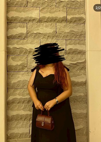 Uzun Siyah kloş büyük beden elbise - Görsel 2