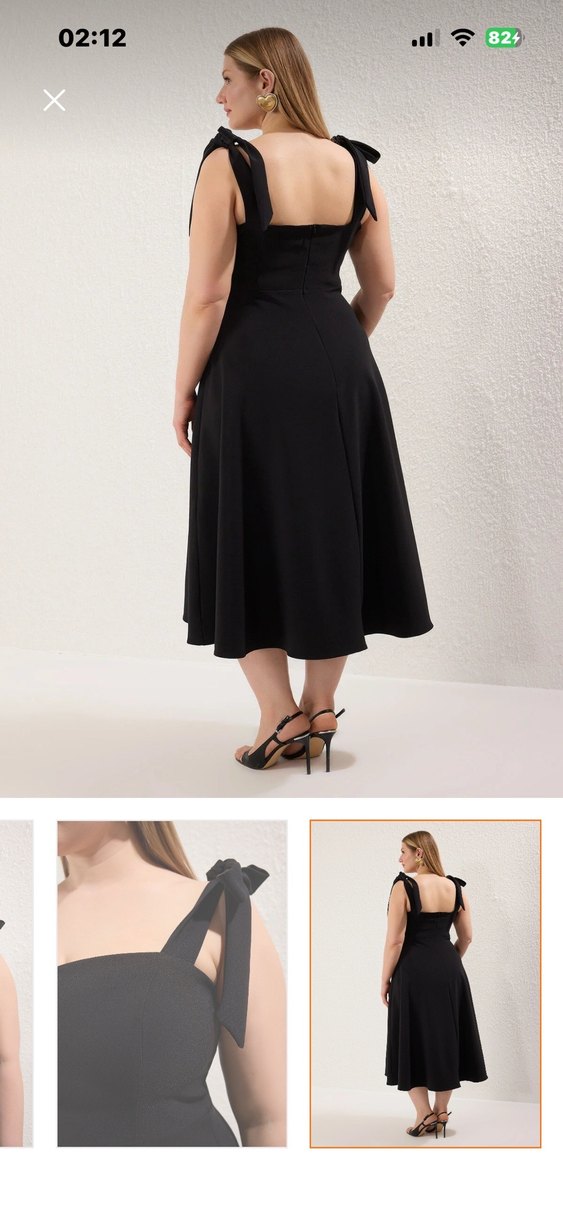 Uzun Siyah kloş büyük beden elbise - Görsel 3