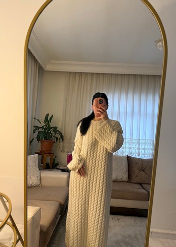 Kadın Beyaz Uzun Triko Elbise - Görsel 2