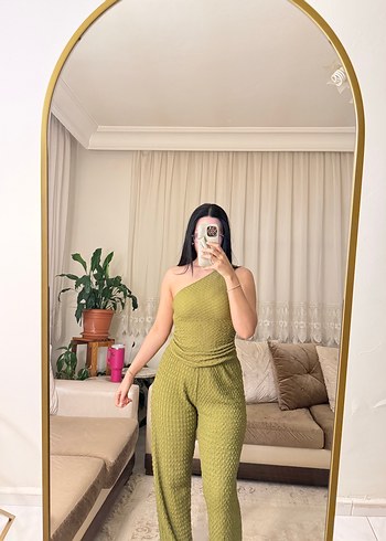 Kadın Fit Kesim Straplez Triko Tulum - Görsel 2