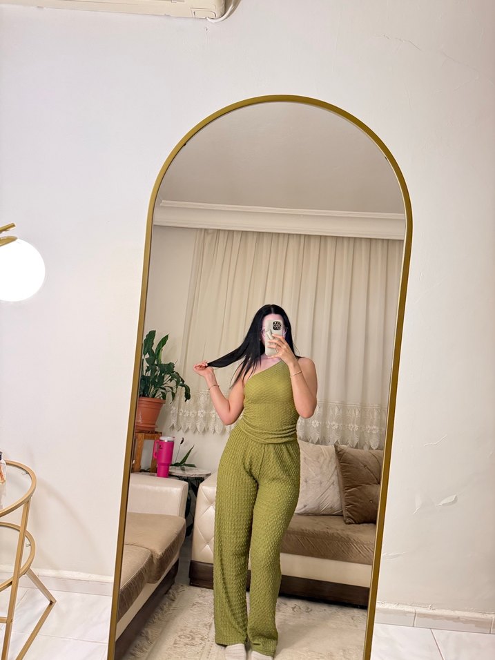 Kadın Fit Kesim Straplez Triko Tulum - Görsel 3