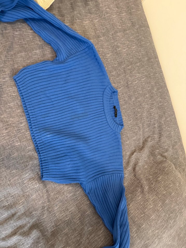 Mavi crop kazak - Görsel 2