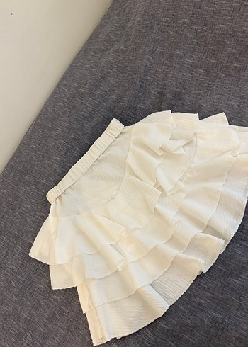 Beyaz Fırfırlı Mini Etek - Görsel 2