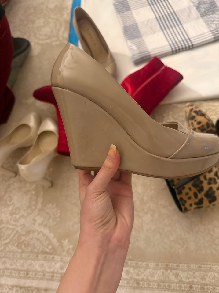 Bej Rugan Dolgu Topuklu Kadın Stiletto - Görsel 3