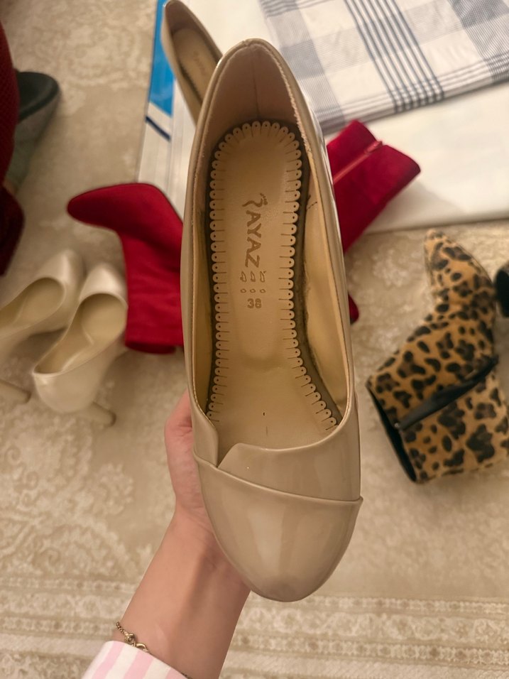 Bej Rugan Dolgu Topuklu Kadın Stiletto - Görsel 2