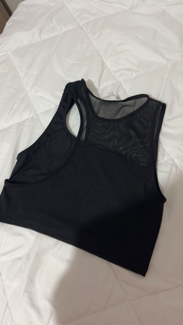 Siyah transparan  Mini Crop Top - Görsel 4