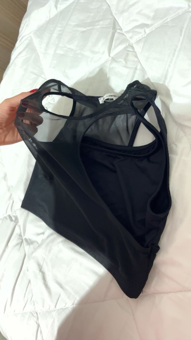 Siyah transparan  Mini Crop Top - Görsel 2