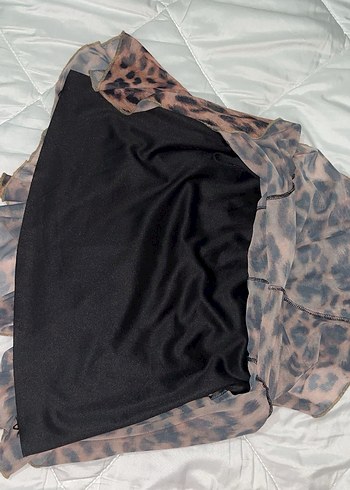 Leopar Desenli Askılı Mini Gecelik - Görsel 3