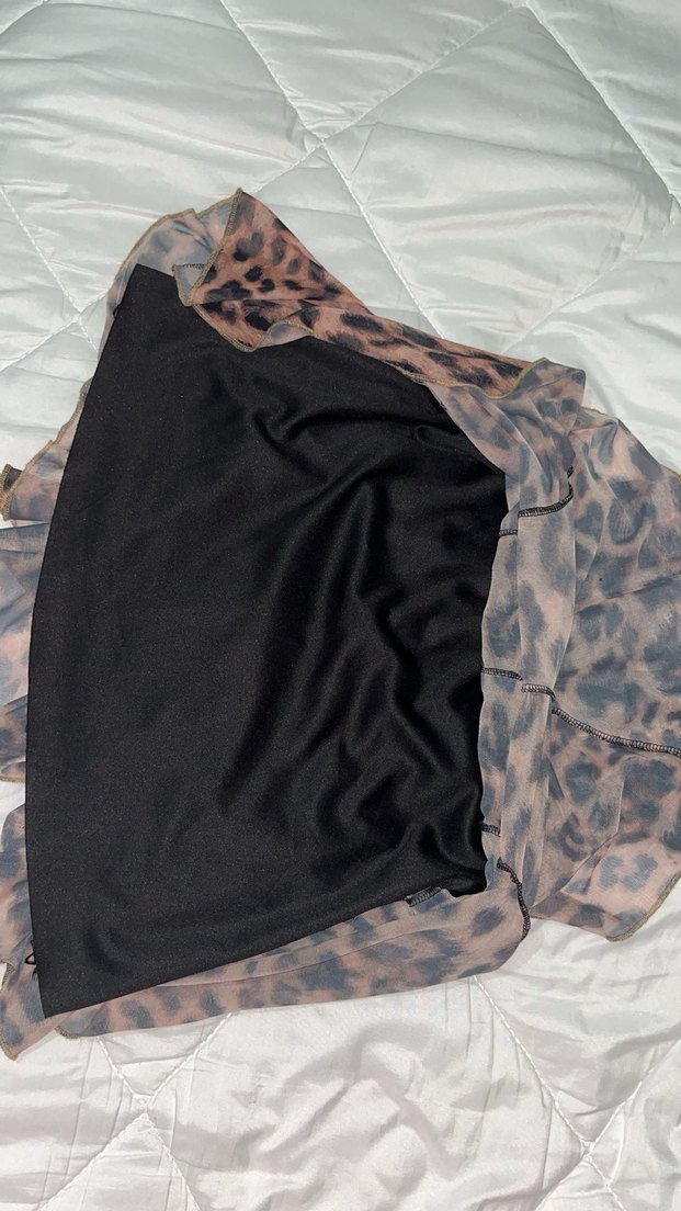 Leopar Desenli Askılı Mini Gecelik - Görsel 3