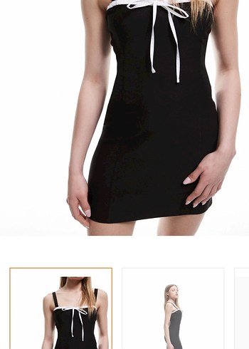 Siyah  Mini Elbise - Görsel 4