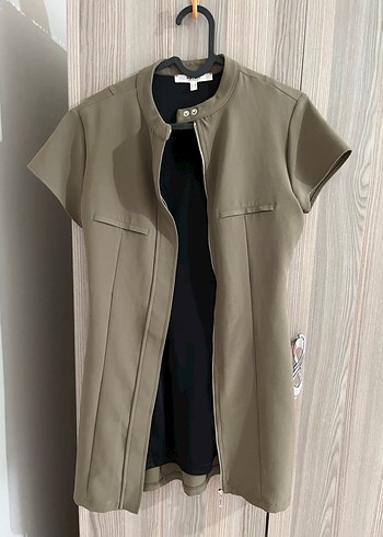 Kadın koyu yeşil  mini elbise - Görsel 2