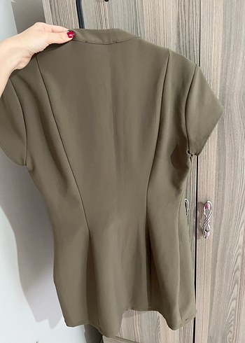 Kadın koyu yeşil  mini elbise - Görsel 3